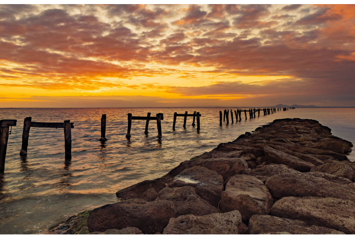 Модульная картина Закат на берегу океана | купить картину в Тынде Модульная картина Закат на берегу океана