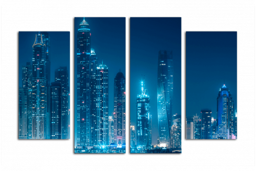 Модульная картина Вечерние огни города